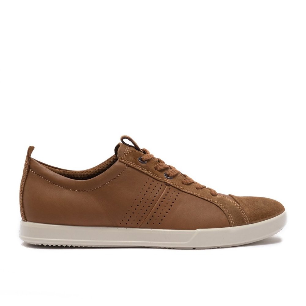 Ecco Collin 2.0 Leather Lace Up Sneaker Camel - Picture 2 of 6